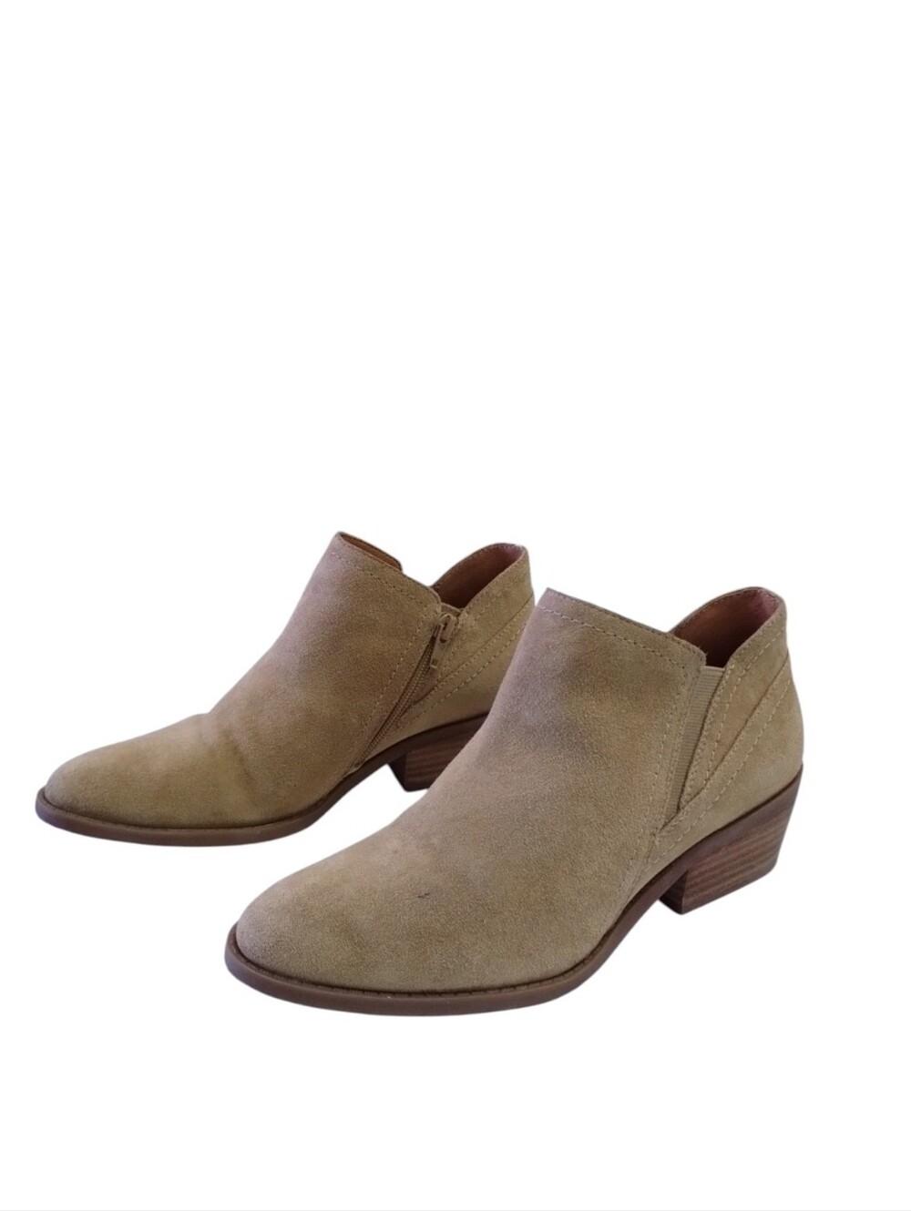 Lucky Brand Fionan Women's 7.5 Suede Ankle Booties Neutral Boho Classic